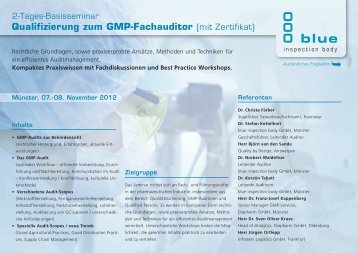 Qualifizierung zum GMP-Fachauditor (mit Zertifikat) - Diapharm