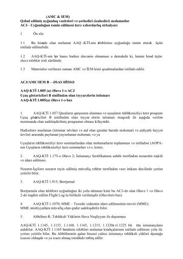 AMC & IEM - Mülki Aviasiya Administrasiyası