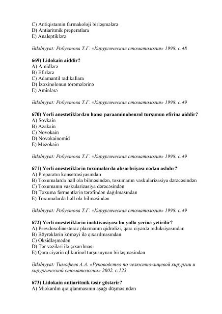 Stomatologiya ixtisası üzrə nümunəvi test suallarının ... - Stomatoloq