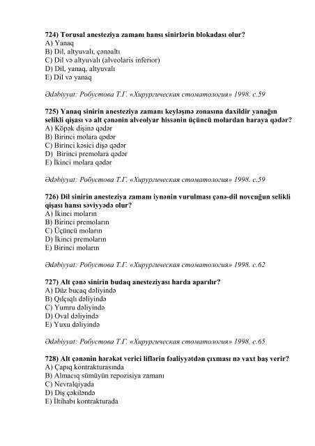 Stomatologiya ixtisası üzrə nümunəvi test suallarının ... - Stomatoloq