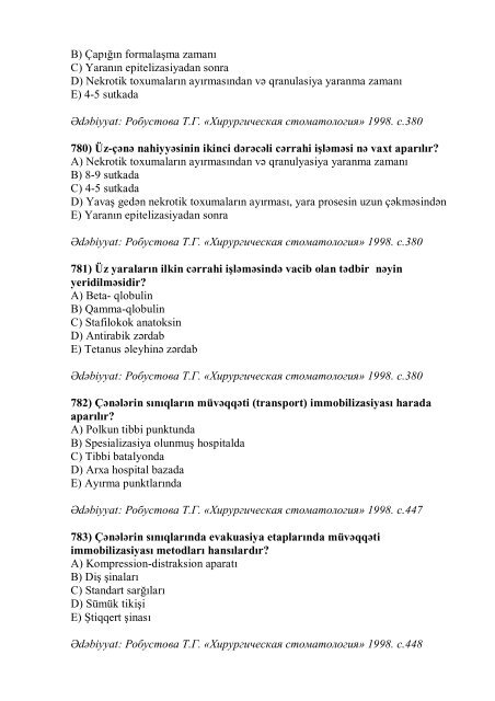 Stomatologiya ixtisası üzrə nümunəvi test suallarının ... - Stomatoloq