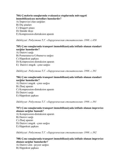 Stomatologiya ixtisası üzrə nümunəvi test suallarının ... - Stomatoloq