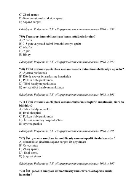 Stomatologiya ixtisası üzrə nümunəvi test suallarının ... - Stomatoloq