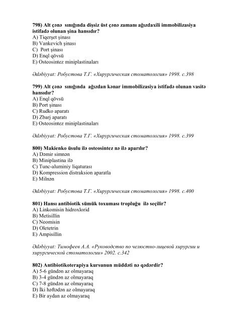 Stomatologiya ixtisası üzrə nümunəvi test suallarının ... - Stomatoloq