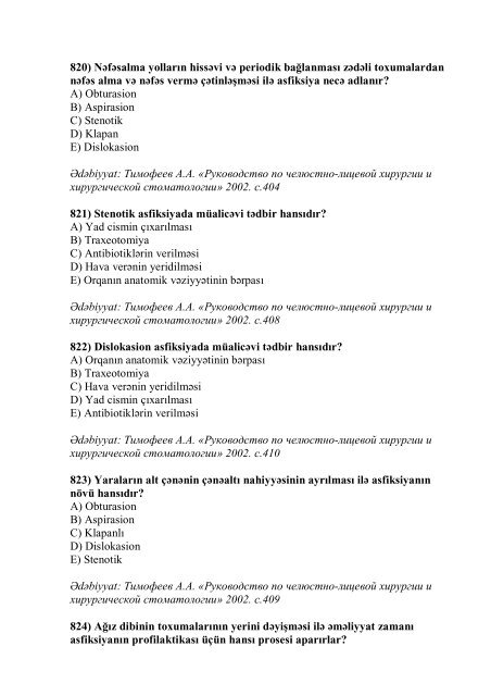 Stomatologiya ixtisası üzrə nümunəvi test suallarının ... - Stomatoloq