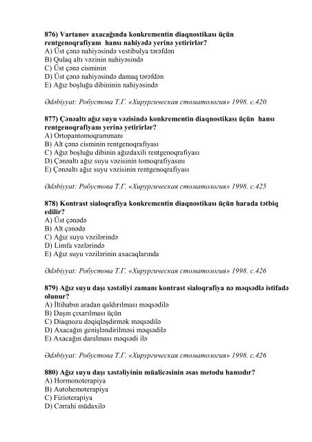 Stomatologiya ixtisası üzrə nümunəvi test suallarının ... - Stomatoloq