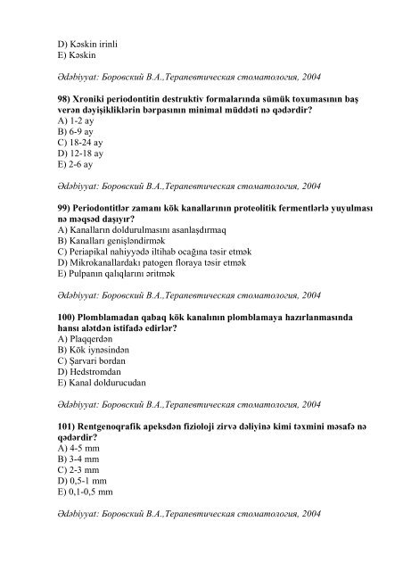 Stomatologiya ixtisası üzrə nümunəvi test suallarının ... - Stomatoloq