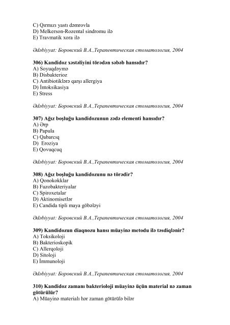 Stomatologiya ixtisası üzrə nümunəvi test suallarının ... - Stomatoloq