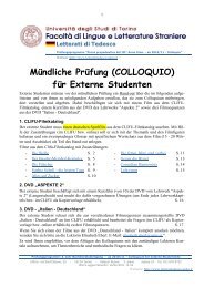 Mündliche Prüfung (COLLOQUIO) für Externe Studenten