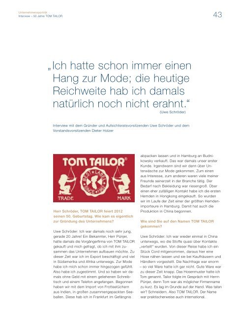 Geschäftsbericht 2011 - tom tailor holding ag