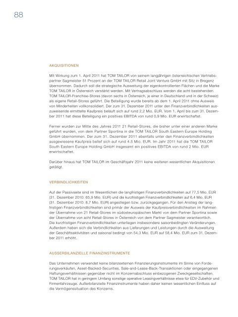 Geschäftsbericht 2011 - tom tailor holding ag