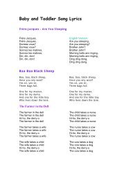 Baby and Toddler Song Lyrics (PDF) - The Incredible Years