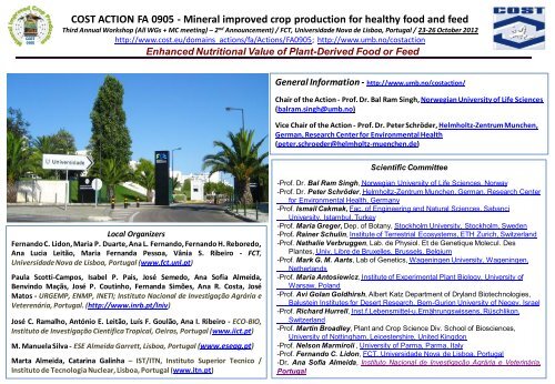 COST ACTION FA 0905 - Mineral improved crop production ... - UMB