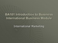 BA101 Introduction to Business International Business Module