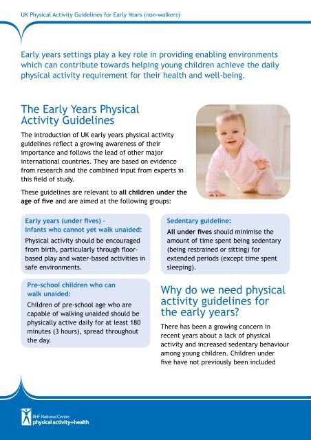 UK Physical Activity Guidelines for Early Years - BHF National ...