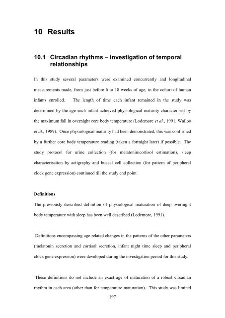 The Development of Circadian Rhythms in Human Infants