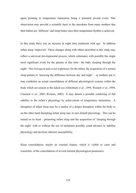 The Development of Circadian Rhythms in Human Infants