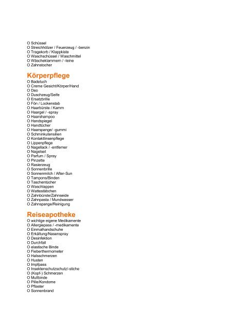 Die BVCD-Camping-Checkliste Reisevorbereitung Unterwegs ...