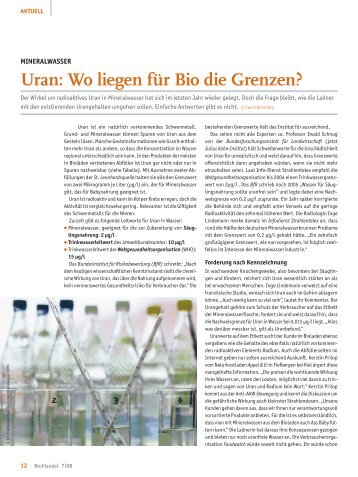 Uran: Wo liegen für Bio die Grenzen? - Pirin Quellwasser