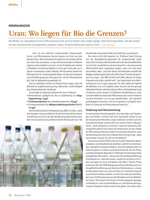Uran: Wo liegen für Bio die Grenzen? - Pirin Quellwasser