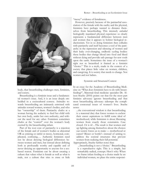 Breastfeeding as an Ecofeminist Issue - Ocean Seminary College