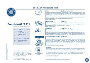 Preisliste 01 / 2011 - Cosilana
