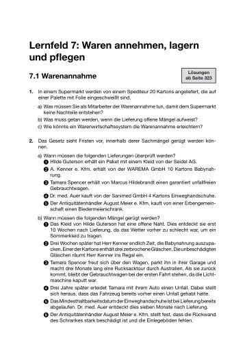 Lernfeld 7: Waren annehmen, lagern und pflegen - Christiani