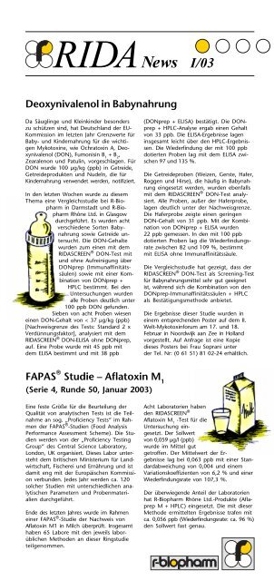 Studie – Aflatoxin M - R-Biopharm AG