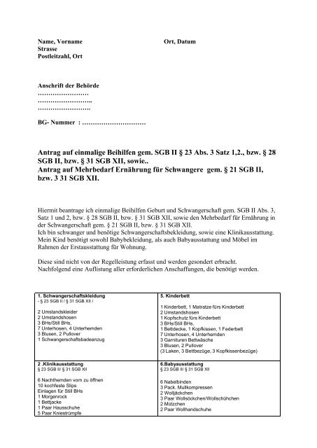 Antrag auf einmalige Beihilfen gem. SGB II § 23 Abs ... - EDP Service