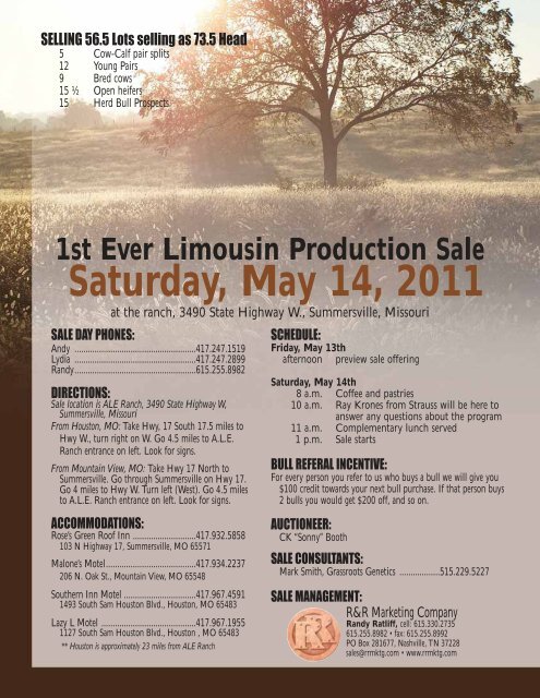 1st Ever Limousin Production Sale May 14, 2011 - Designs by Arin