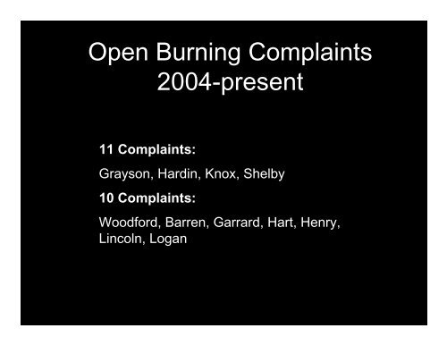 Open Burning Presentation - Estill County Fire Department