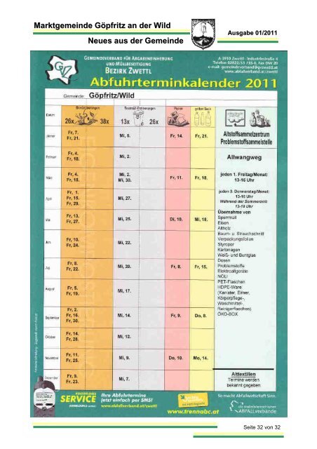 Marktgemeinde Göpfritz an der Wild Neues aus der Gemeinde