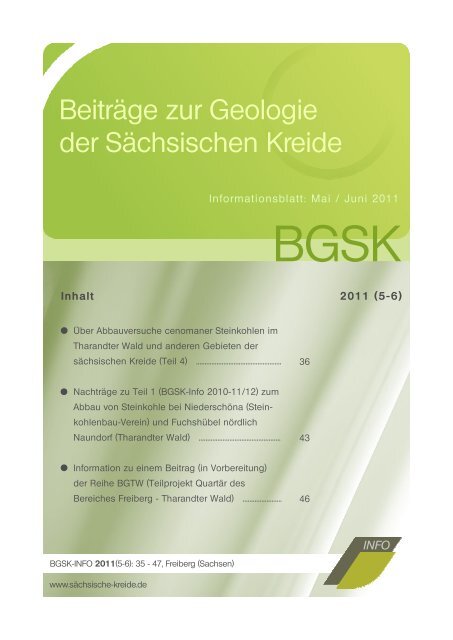 INFO - Beiträge zur Geologie der Sächsischen Kreide