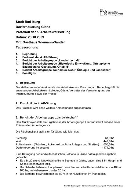 Protokoll der 5. Arbeitskreissitzung - Bad Iburg