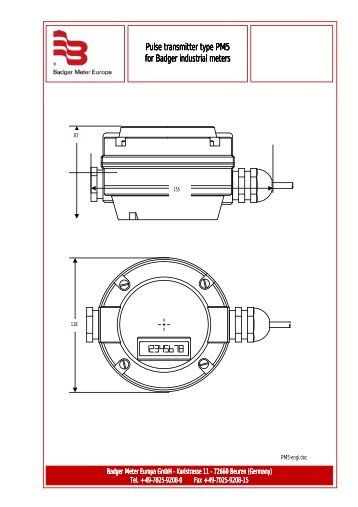 Pulse transmitter type PM5 for Badger industrial meters