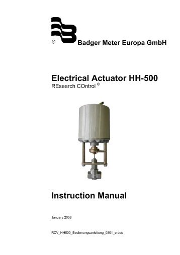 Electrical Actuator Hh-500 - Badger Meter Europa GmbH