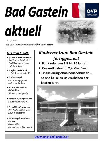 Kinderzentrum Bad Gastein fertiggestellt Für Kinder ... - ÖVP Salzburg