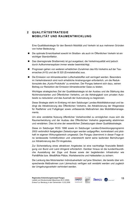 Regionales Entwicklungskonzept Pongau - Regionalverband Pongau