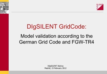 Example of Model Validation according to the German ... - DIgSILENT