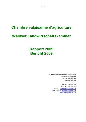 Chambre valaisanne d'agriculture Walliser Landwirtschaftskammer ...