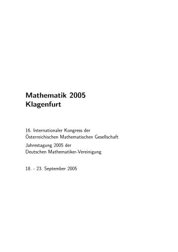 OeMG 2005 Tagungsheft ohne Umschlag - Mathematik 2005 ...