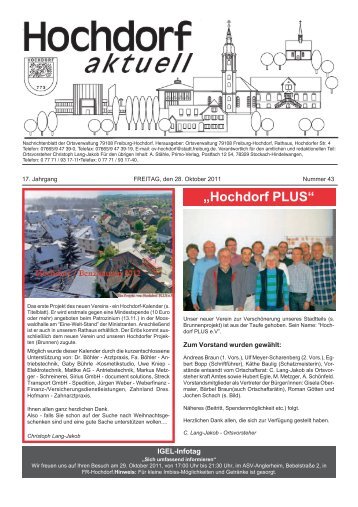 „Hochdorf PLUS“ - Stadt Freiburg im Breisgau