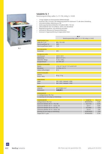 NordCap Kühltechnik - Gesamtprogramm 2012/ 13 - Profitechnik für ...