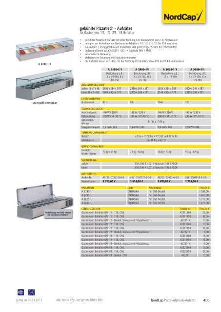 NordCap Kühltechnik - Gesamtprogramm 2012/ 13 - Profitechnik für ...