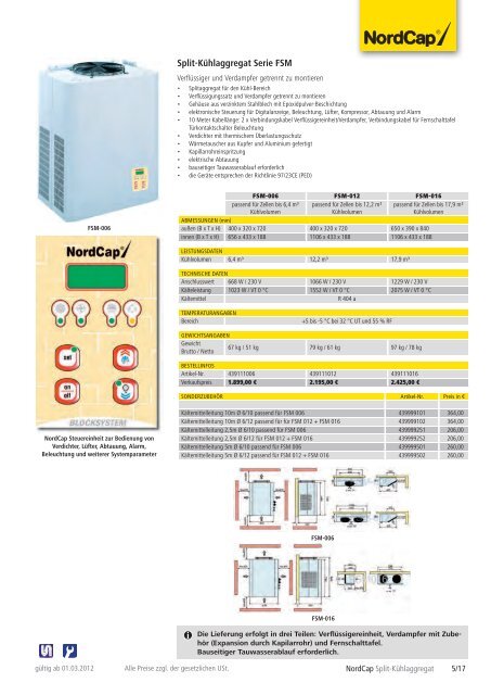 NordCap Kühltechnik - Gesamtprogramm 2012/ 13 - Profitechnik für ...