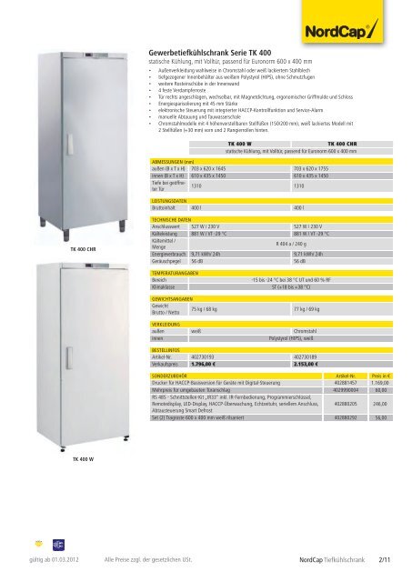 NordCap Kühltechnik - Gesamtprogramm 2012/ 13 - Profitechnik für ...