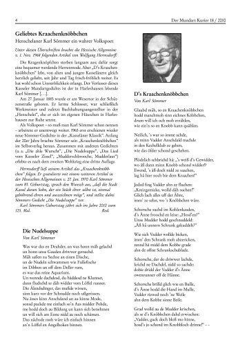 Von Werner Guth - Gesellschaft für Nordhessische Mundarten