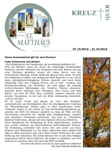 Einladung zu unseren Gottesdiensten - St. Matthäus Melle