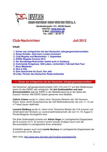 EWRC-Clubnachrichten Juli 2012 - Essen-Werdener Ruder-Club ...