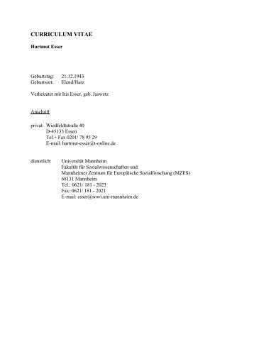 Curriculum vitae - Fakultät für Sozialwissenschaften - Universität ...